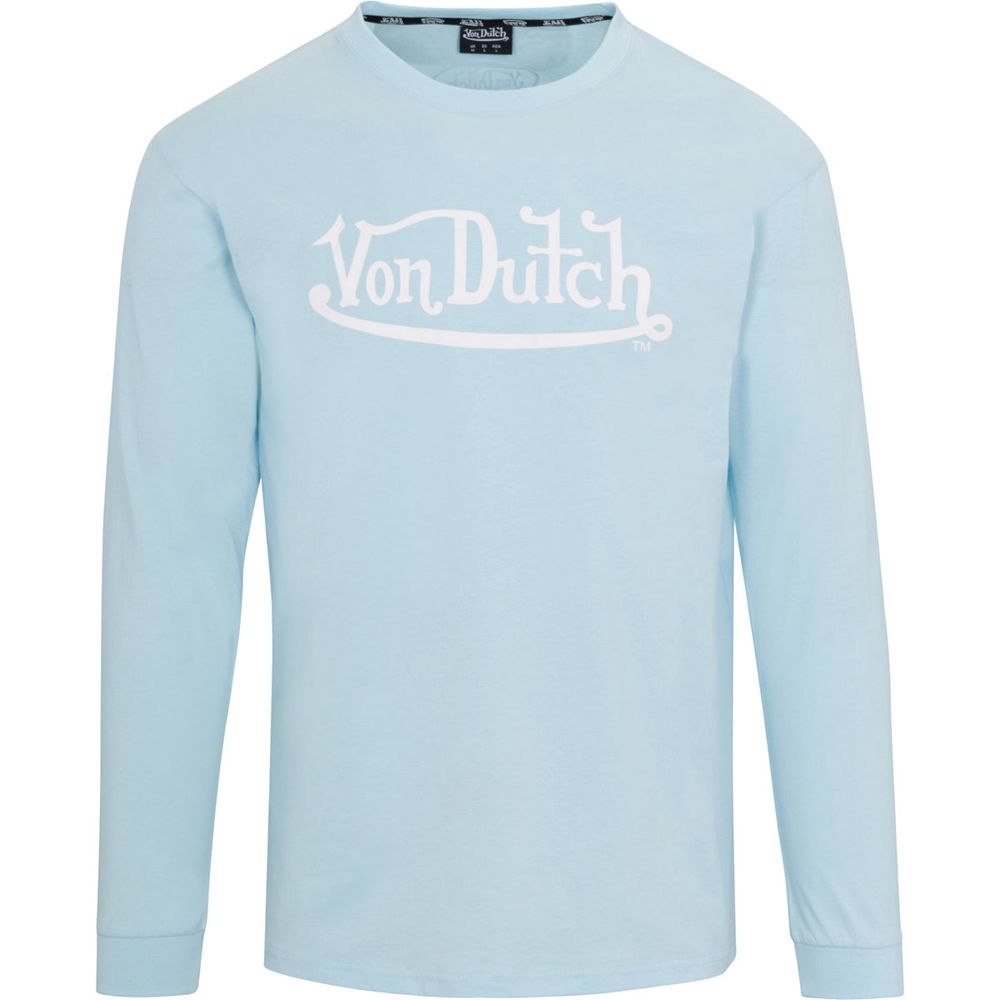 Von Dutch Originals Logo Ls Men T-Shirt Light Blue | US-WVFCAP147