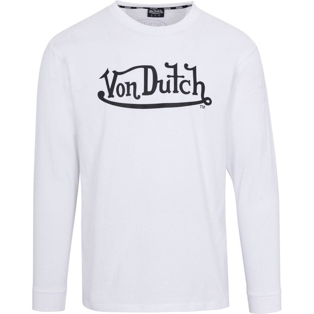 Von Dutch Originals Logo Ls Men T-Shirt White | US-DGMEHJ518