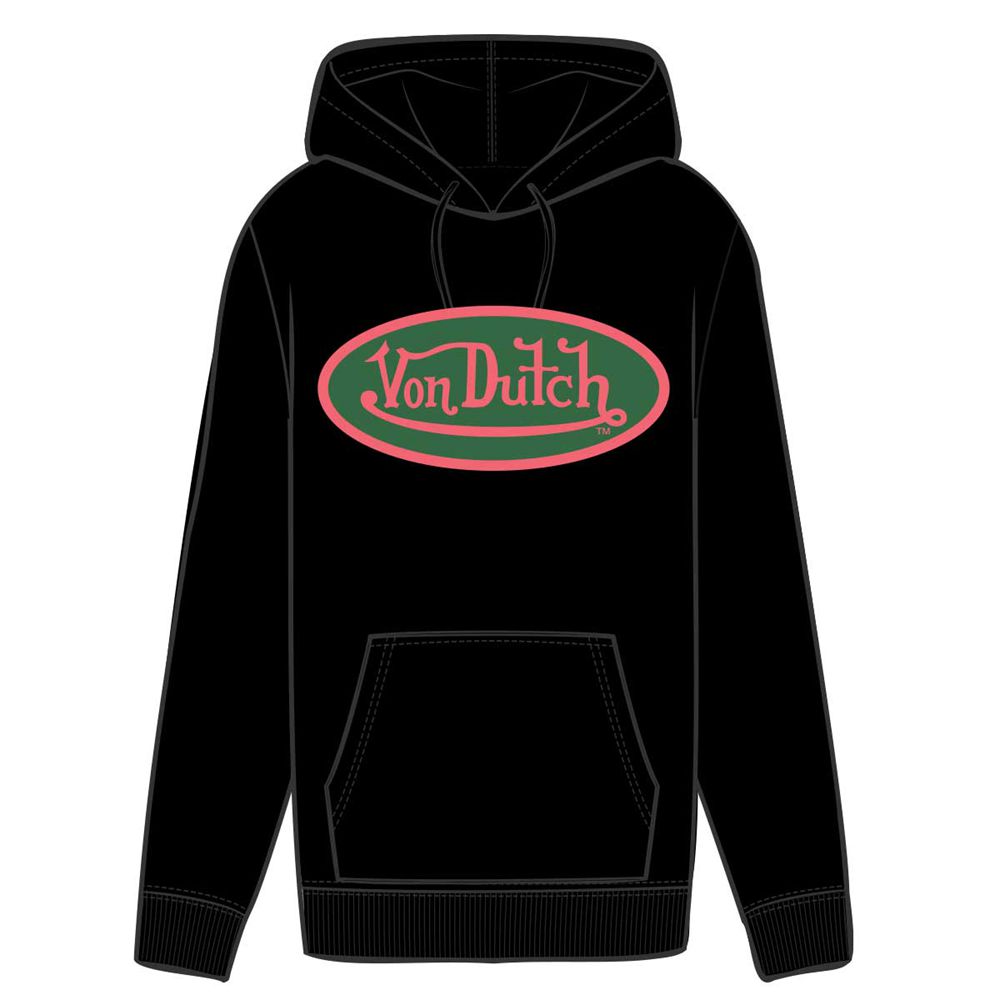 Von Dutch Oval Logo Men Hoodie Black / Pink / Green | US-BIMJSO514