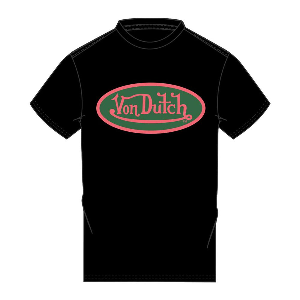 Von Dutch Oval Logo Ss Men T-Shirt Black / Multicolor | US-BELKQV846