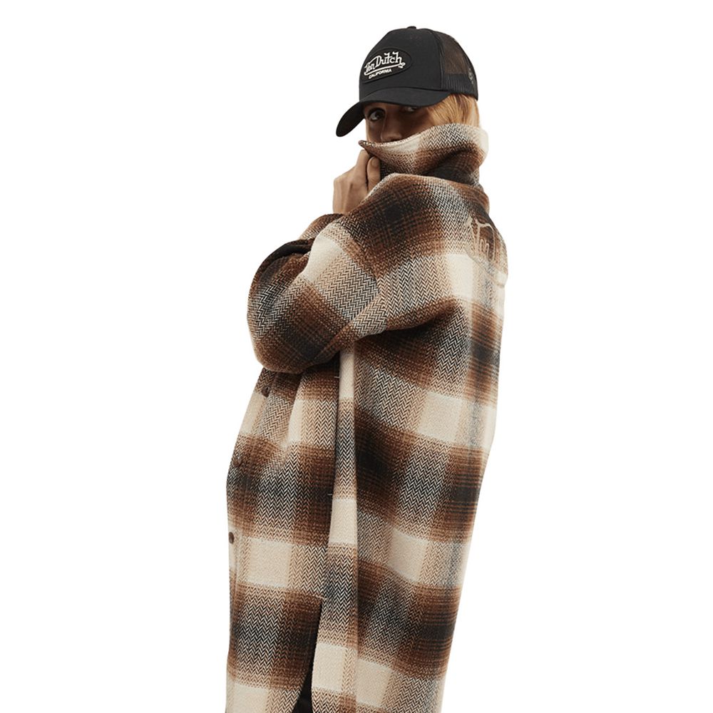 Von Dutch Oversized Checked With Embroidered Logo Women Overshirt Brown / Beige | US-XOBZIH982