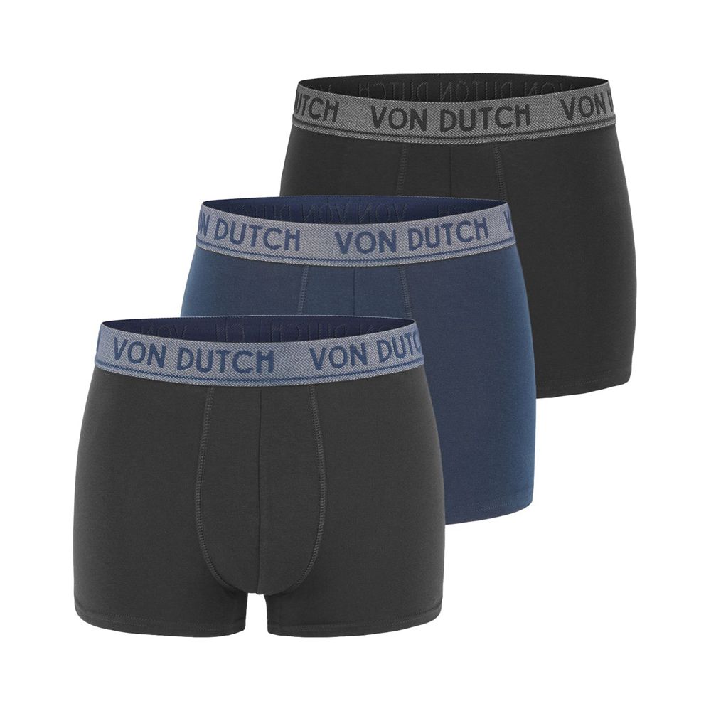 Von Dutch Pack Of 3 Cotton Original Men Boxers Black / Blue | US-LEFIVD294