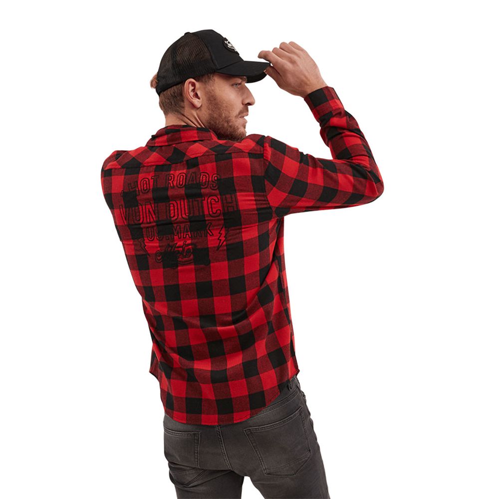 Von Dutch Plaid With Pocket And Embroidery On The Back Stan Men Shirts Red / Black | US-ACDGLV786