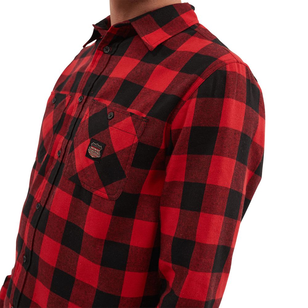 Von Dutch Plaid With Pocket And Embroidery On The Back Stan Men Shirts Red / Black | US-ACDGLV786