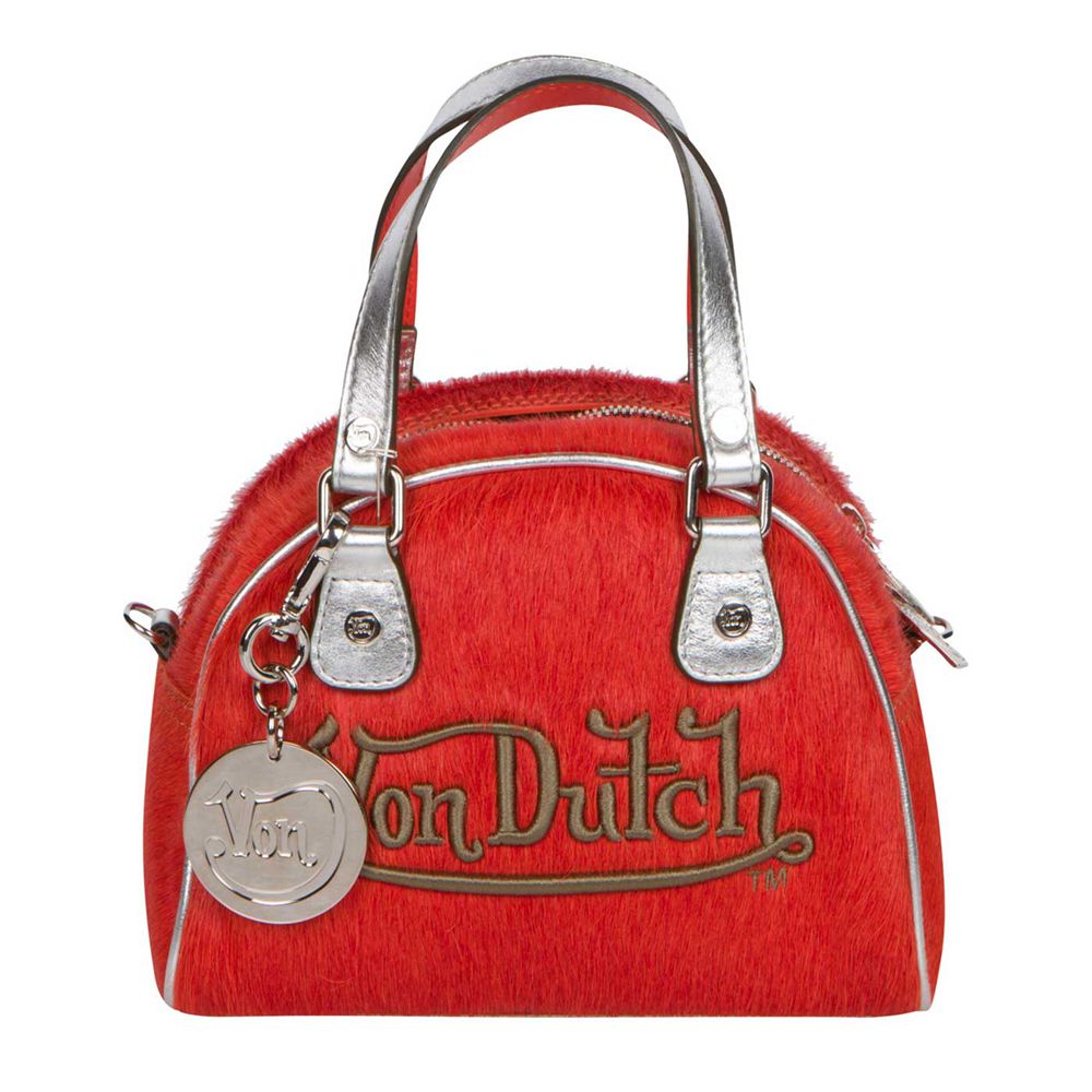 Von Dutch Pony Hair Leather Paris Women Bowling Bag Orange | US-NCEDKI758