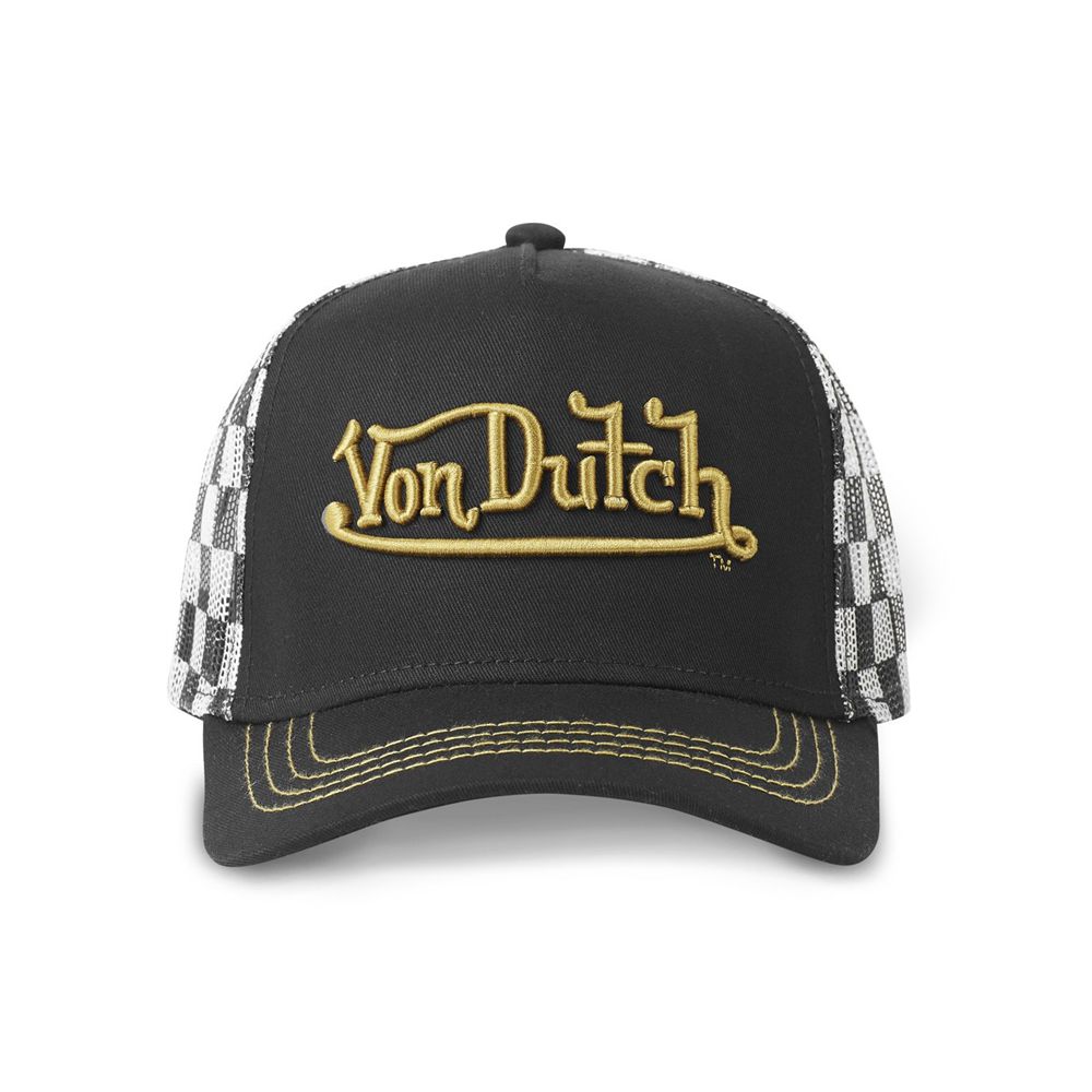 Von Dutch Racer Cap Black / White | US-NMJIYX285