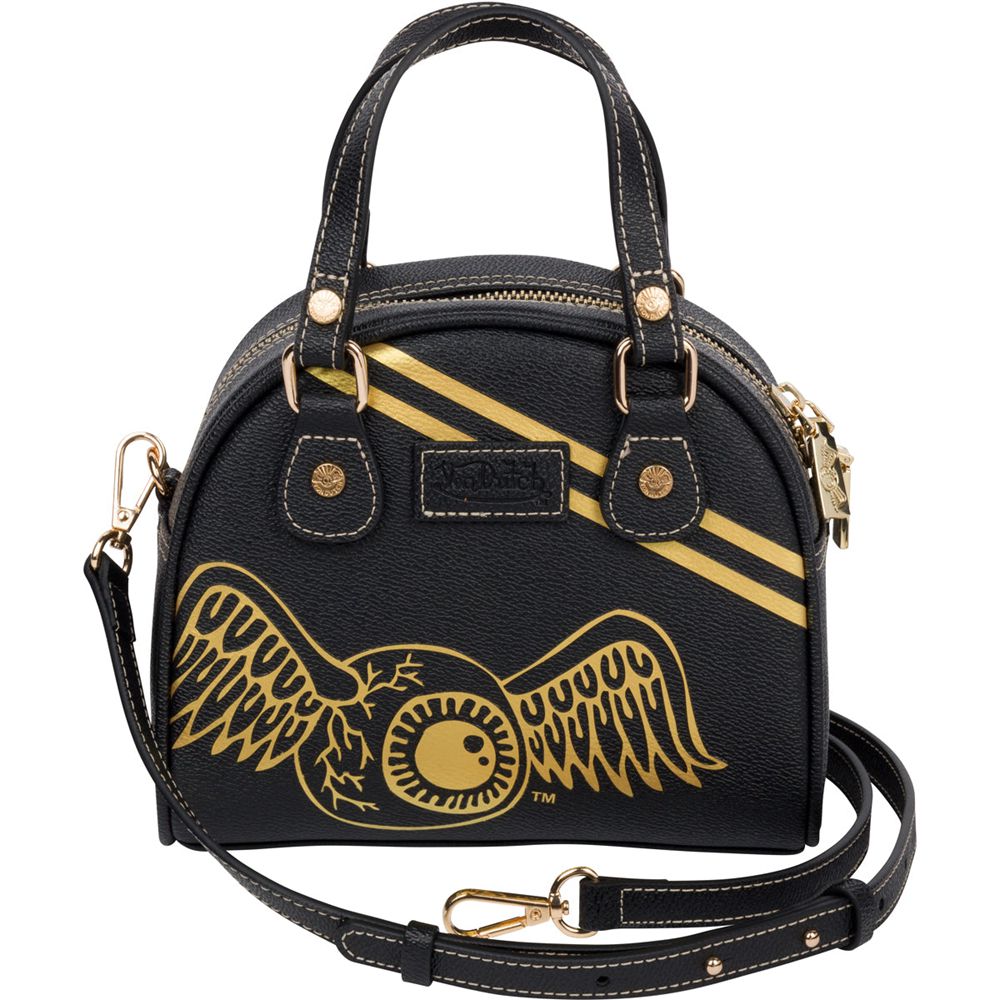 Von Dutch Racing Inspired Small Women Bowling Bag Black / Gold | US-JAFSTP051