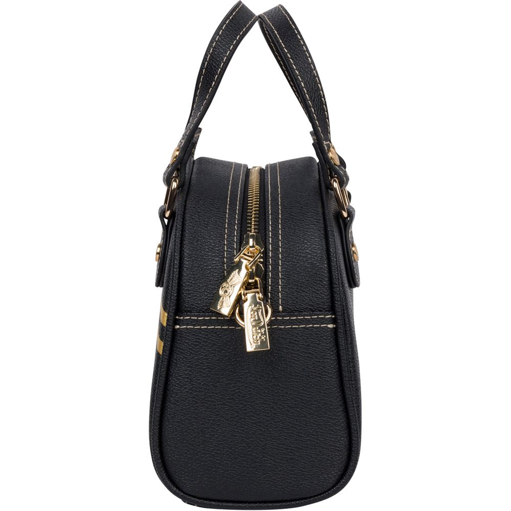 Von Dutch Racing Inspired Small Women Bowling Bag Black / Gold | US-JAFSTP051