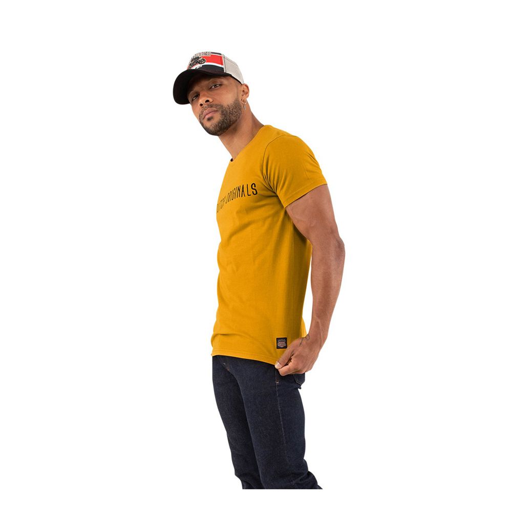 Von Dutch Regular-Fit Round-Neck In Fast Cotton Men T-Shirt Yellow Moutarde | US-BQXKEI924