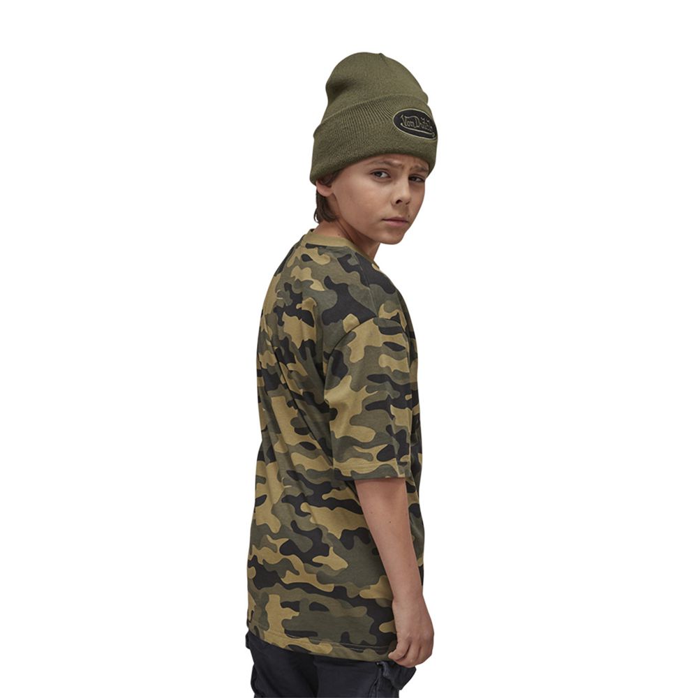 Von Dutch Relax Fit Relaxed Round Neck Short Sleeve Kids' T-Shirt Camo | US-IXGUFW762