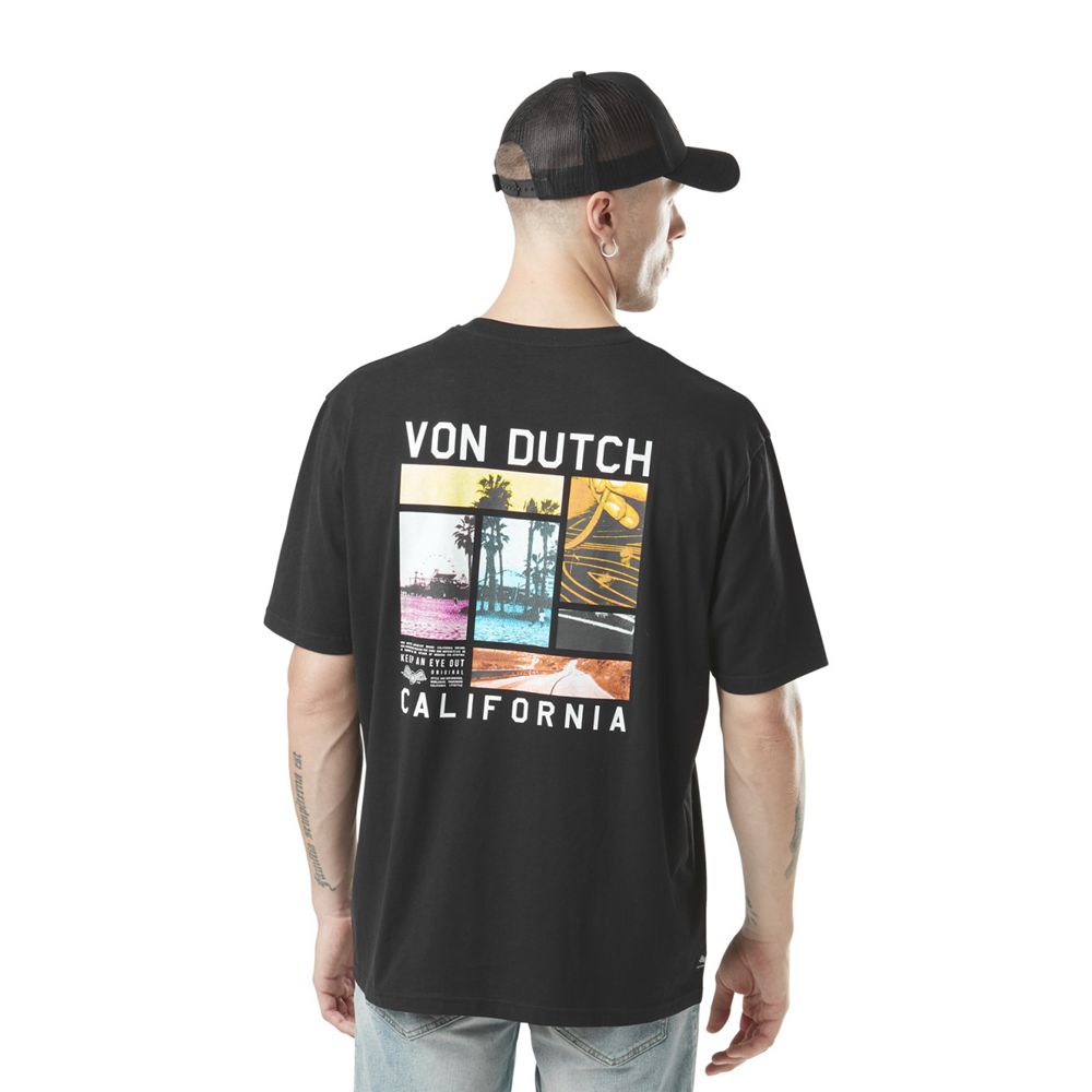 Von Dutch Relaxed Fit Round Neck With Print On The Back Photos Men T-Shirt Black / White / Multicolor | US-WZQLOG810