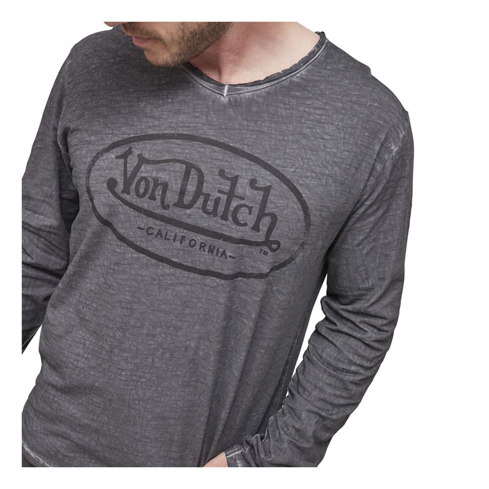 Von Dutch Rony Long-Sleeve Cotton Men T-Shirt Grey | US-RWGLZJ108