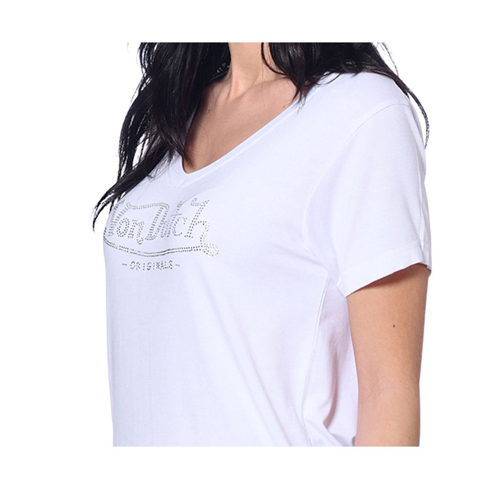 Von Dutch Roon V-Neck Women T-Shirt White | US-DGXWIA985