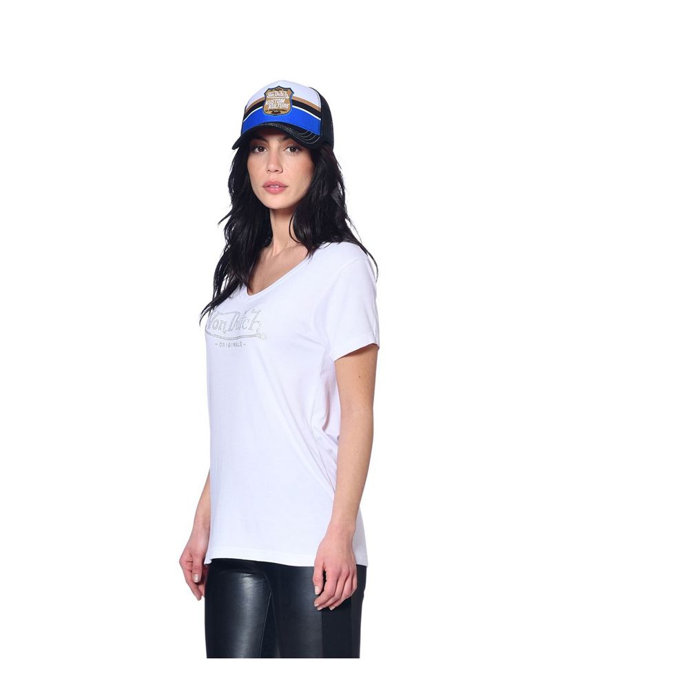 Von Dutch Roon V-Neck Women T-Shirt White | US-DGXWIA985