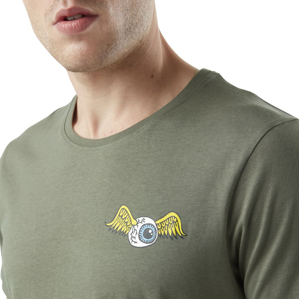 Von Dutch Round Neck Cotton Eye Men T-Shirt Khaki / White / Yellow | US-QHXCSO869