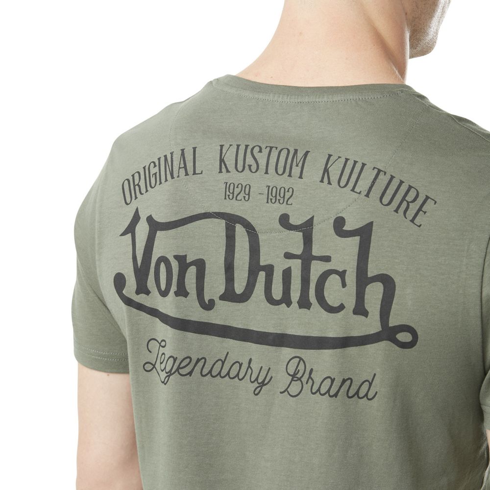 Von Dutch Round Neck Cotton Eye Men T-Shirt Khaki / White / Yellow | US-QHXCSO869