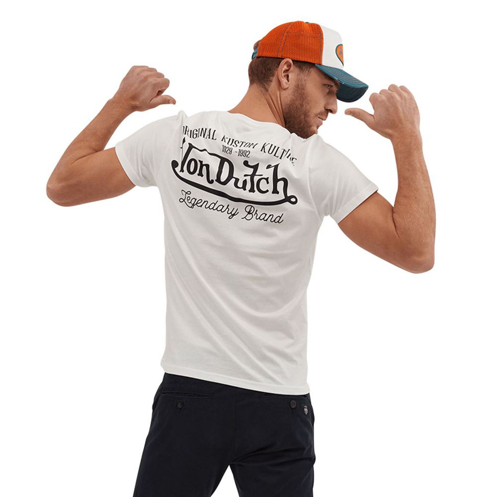 Von Dutch Round Neck Print Front And Back Eye Men T-Shirt White | US-OAWCYL354