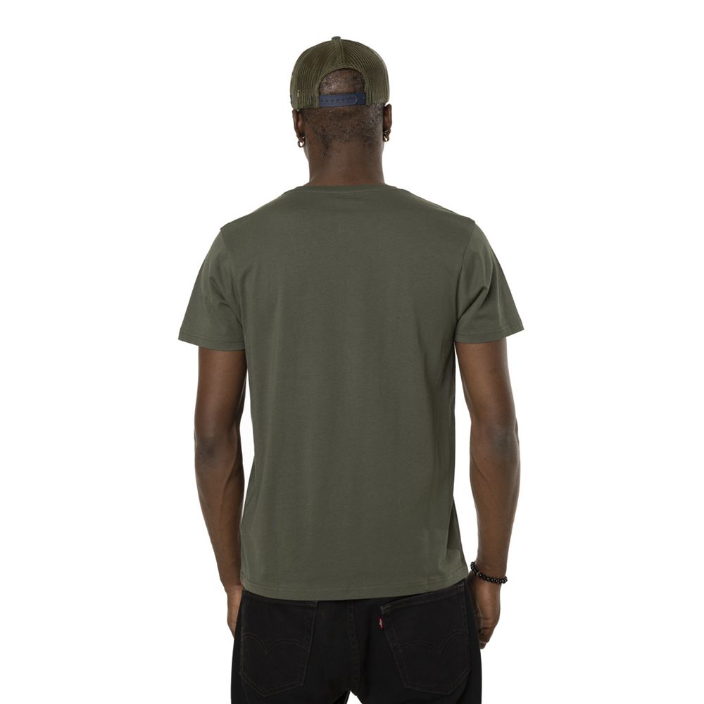 Von Dutch Round Neck With Logo In Cotton First Men T-Shirt Green Khaki / Orange | US-YHVXIJ235