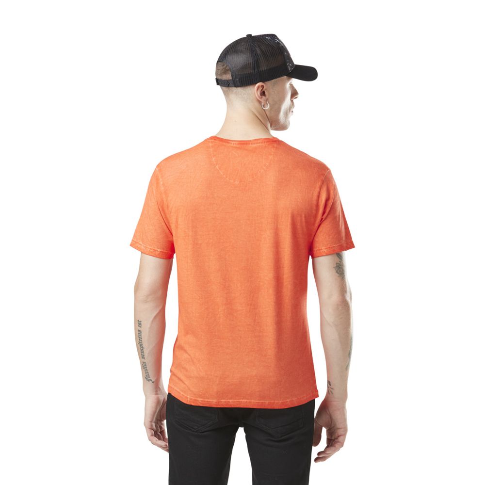 Von Dutch Round Neck With Print In Cotton Event Men T-Shirt Orange / Black / White | US-BJWNIL047