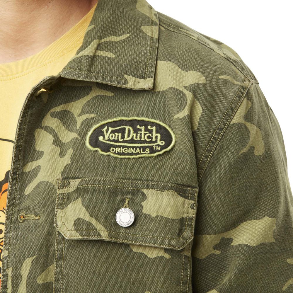 Von Dutch Santi Cotton Camouflage Embroidery Men Jacket Khaki | US-IFZVAX521