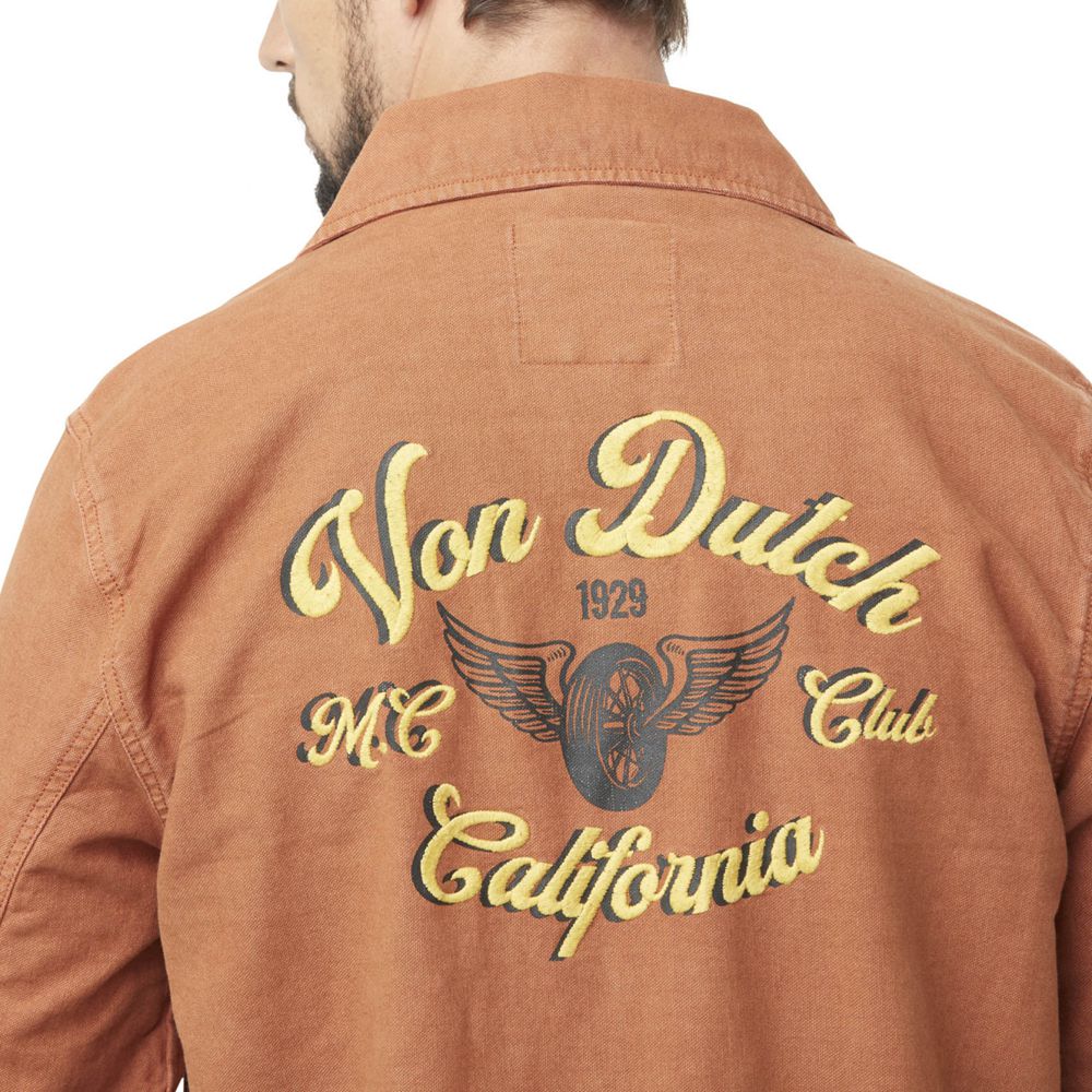 Von Dutch Santi Cotton With Embroidery Men Jacket Brown | US-TCBWZA809