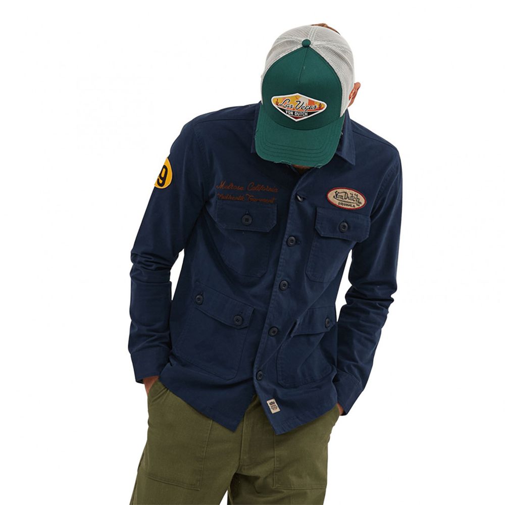 Von Dutch Santor With Pocket And Embroidered Badge Men Jacket Dark Blue | US-DAKXQZ208