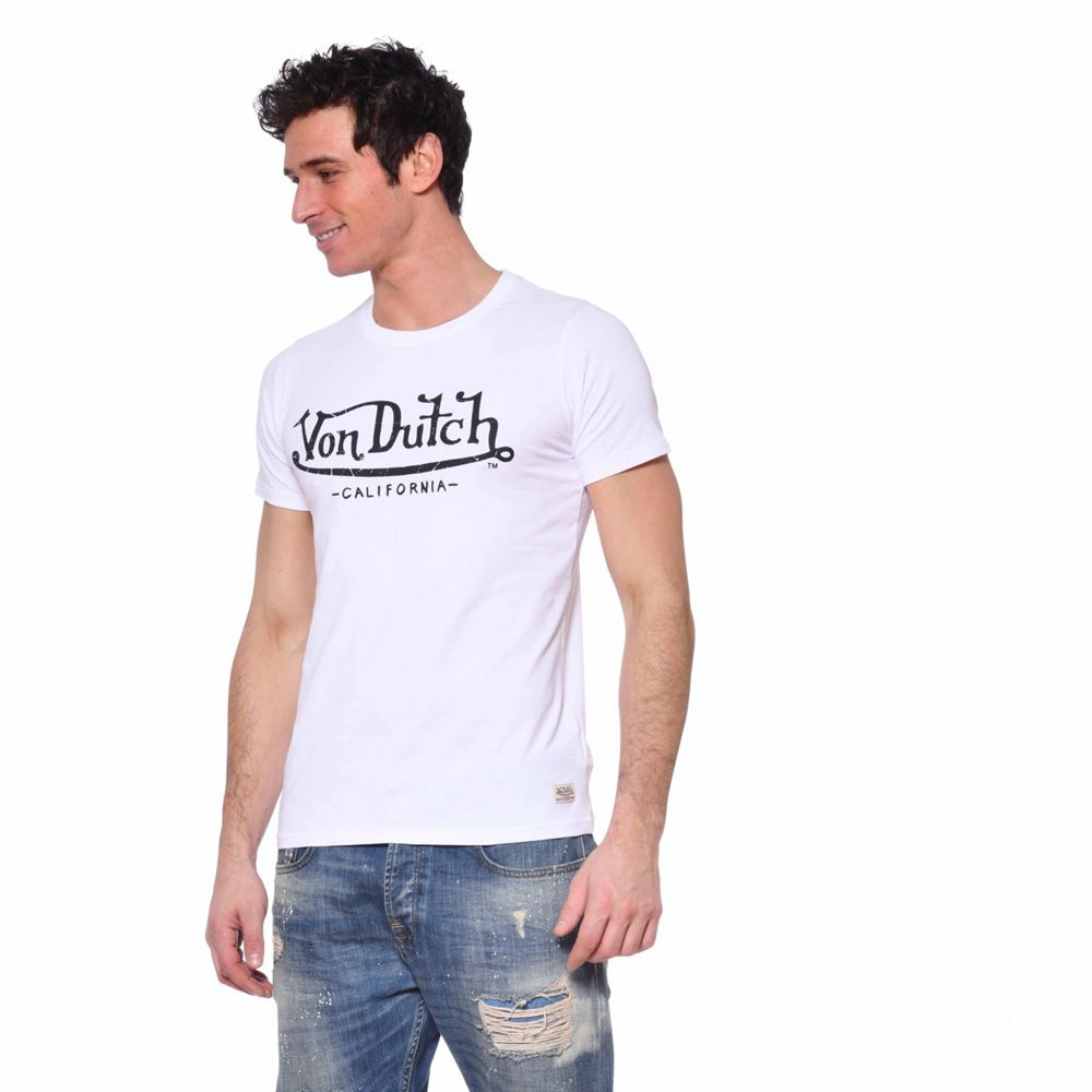 Von Dutch Slim Fit Life Men T-Shirt White | US-OIEXVR073