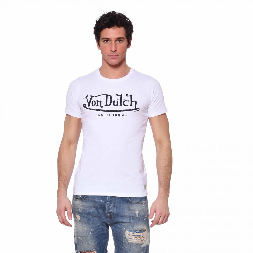 Von Dutch Slim Fit Life Men T-Shirt White | US-OIEXVR073