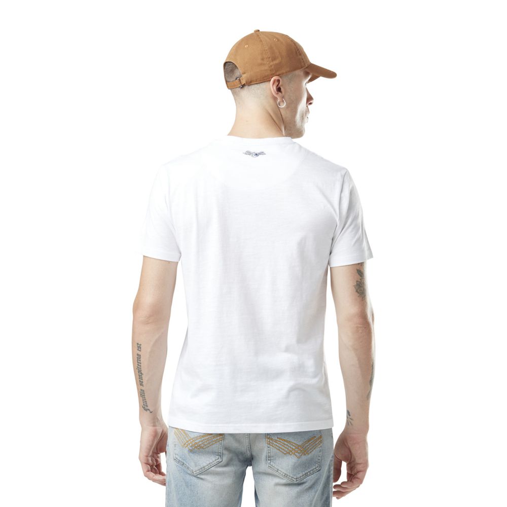 Von Dutch Slub Round Neck With Print In Ride Cotton Men T-Shirt White / Blue / Red | US-WJGRYI601