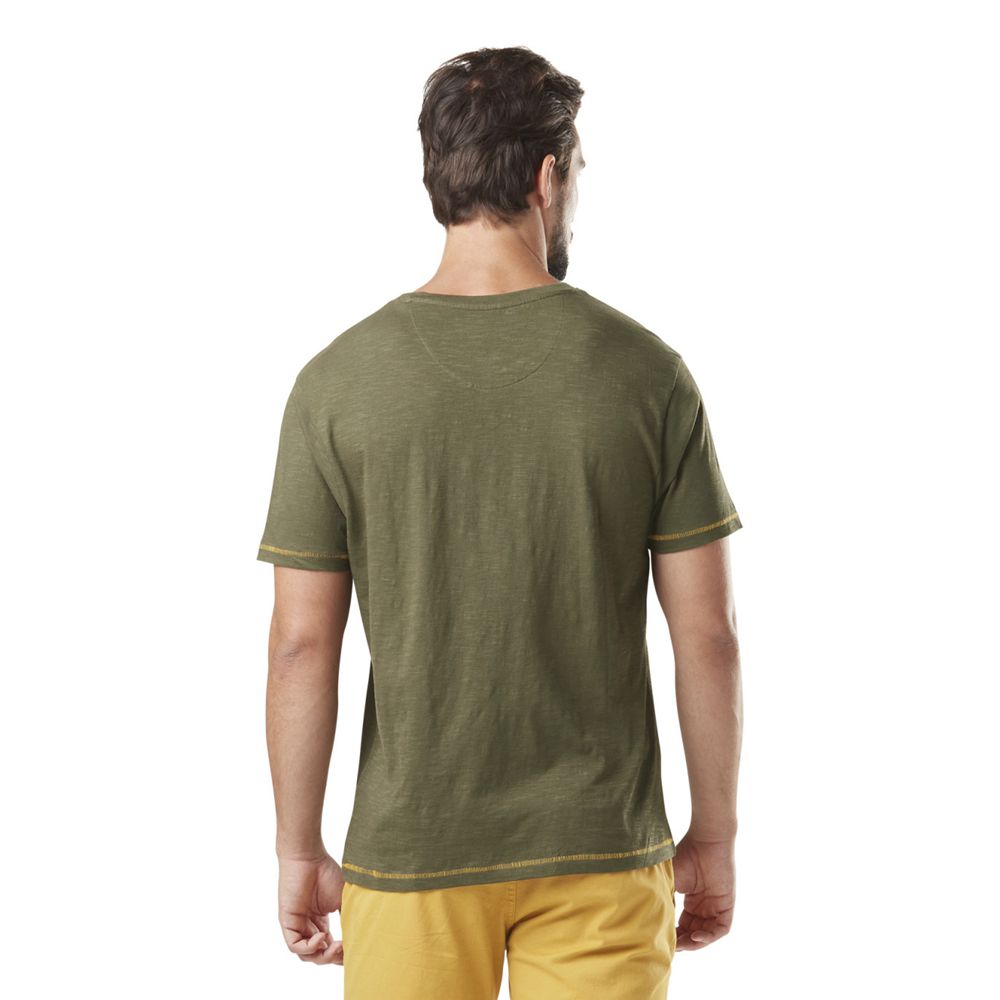 Von Dutch Slub Round Neck With Print In Cotton Perst Men T-Shirt Khaki / Yellow | US-CJYANE602