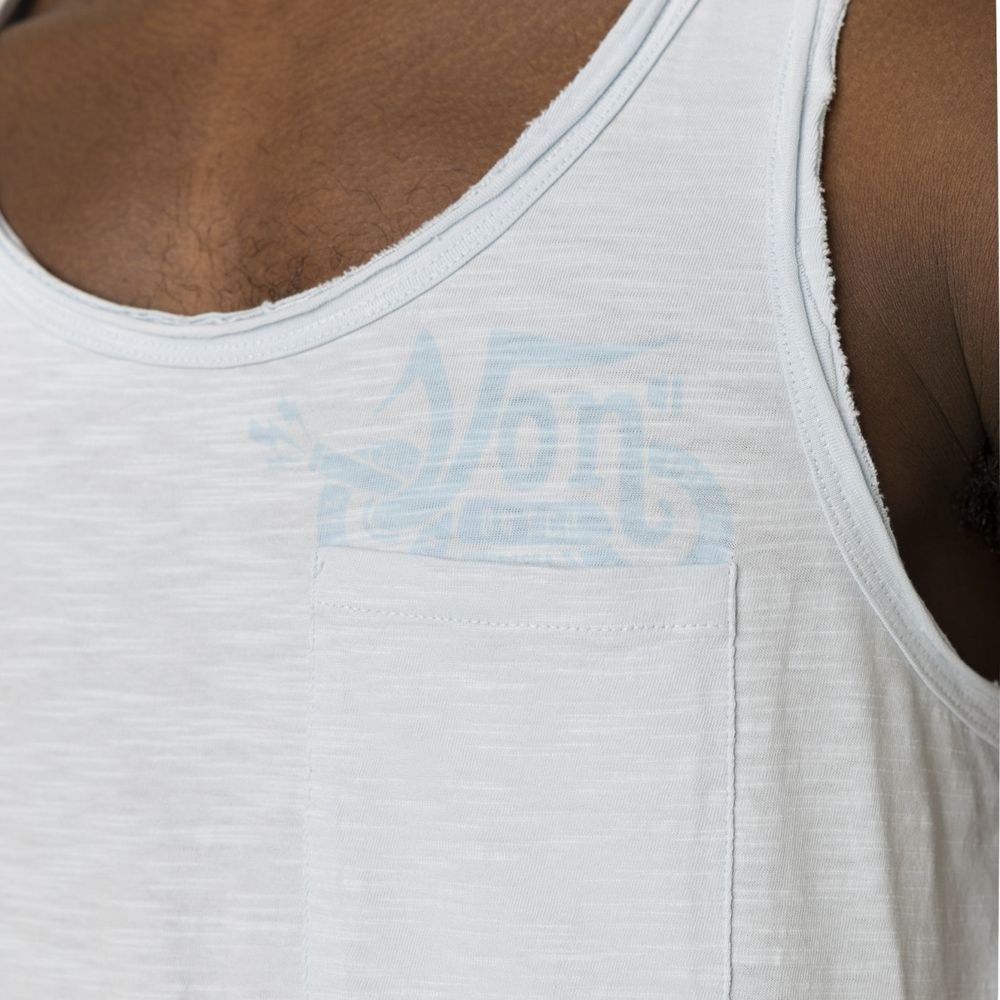 Von Dutch Slub With Pocket And Print In Chill Cotton Men Tank Top Light Blue | US-AQXEIG046