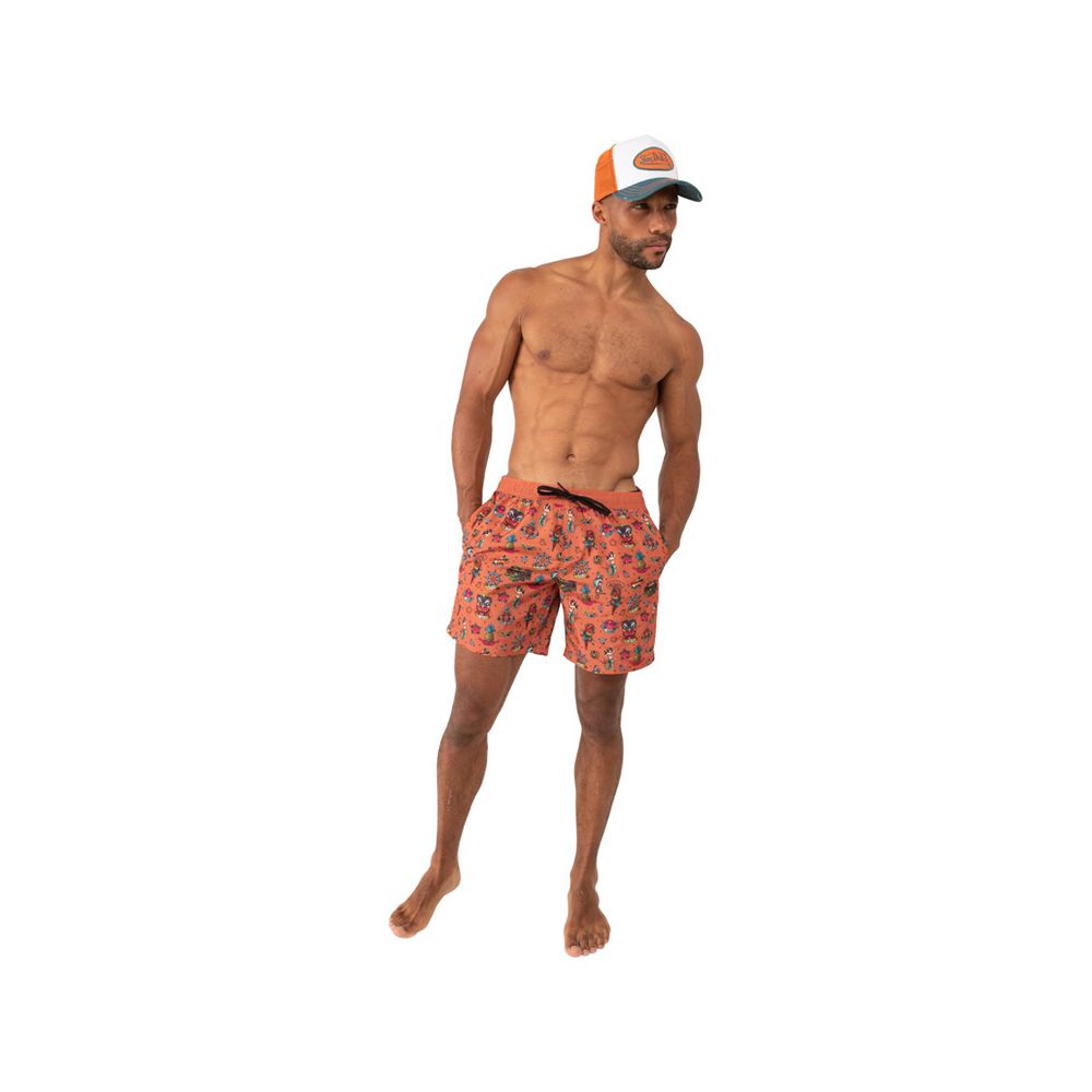 Von Dutch Totem Board Men Shorts Orange | US-OQEJHC231