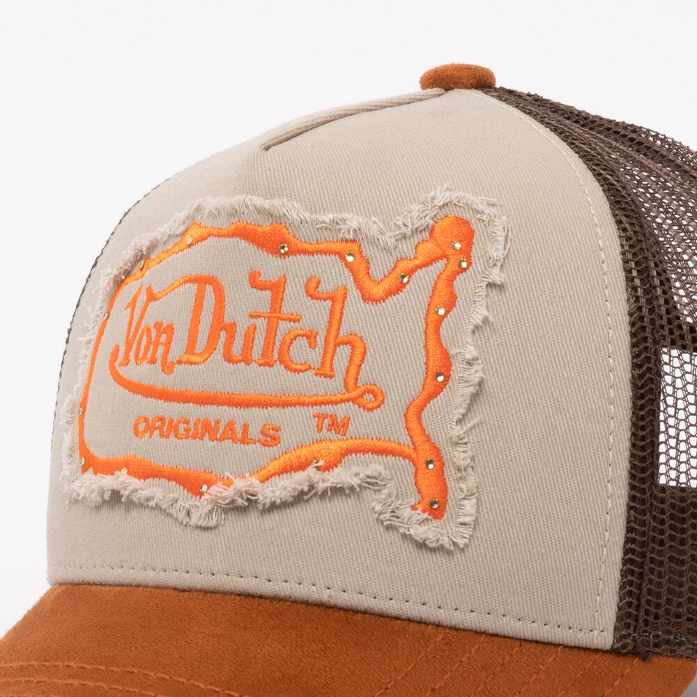 Von Dutch Trucker Arizona Cap Dark Brown / Cream / Orange | US-LQCYRH162