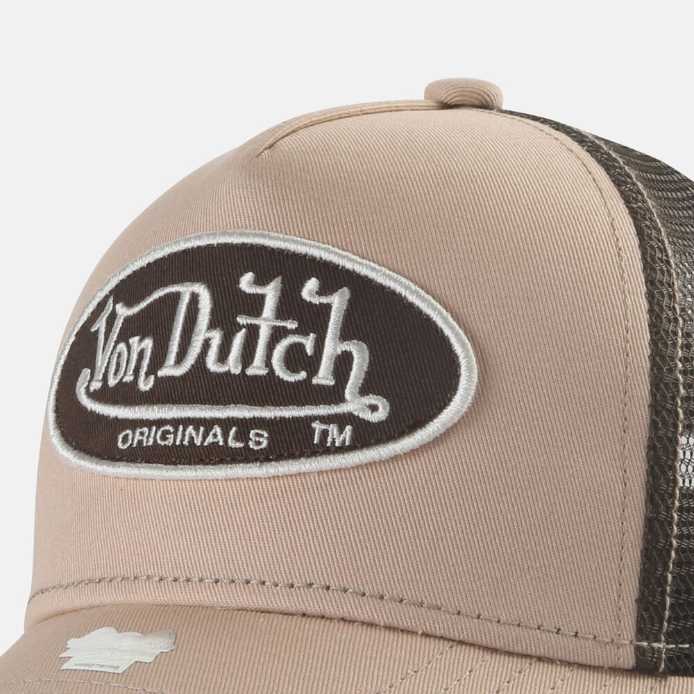 Von Dutch Trucker Boston Cap Beige / Dark Brown | US-VTLWJH157