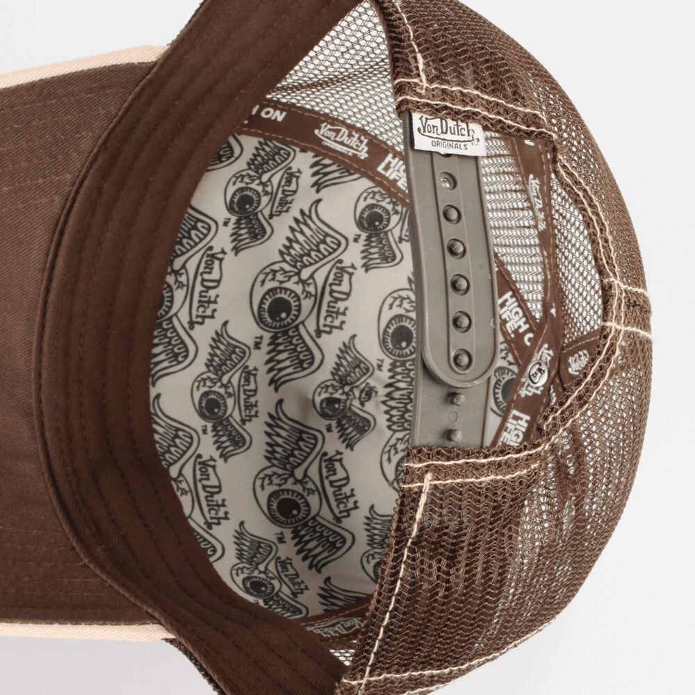 Von Dutch Trucker Boston Cap Beige / Dark Brown | US-VTLWJH157