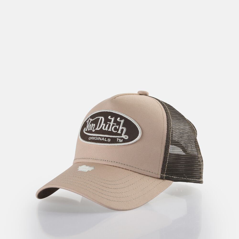 Von Dutch Trucker Boston Cap Beige / Dark Brown | US-VTLWJH157