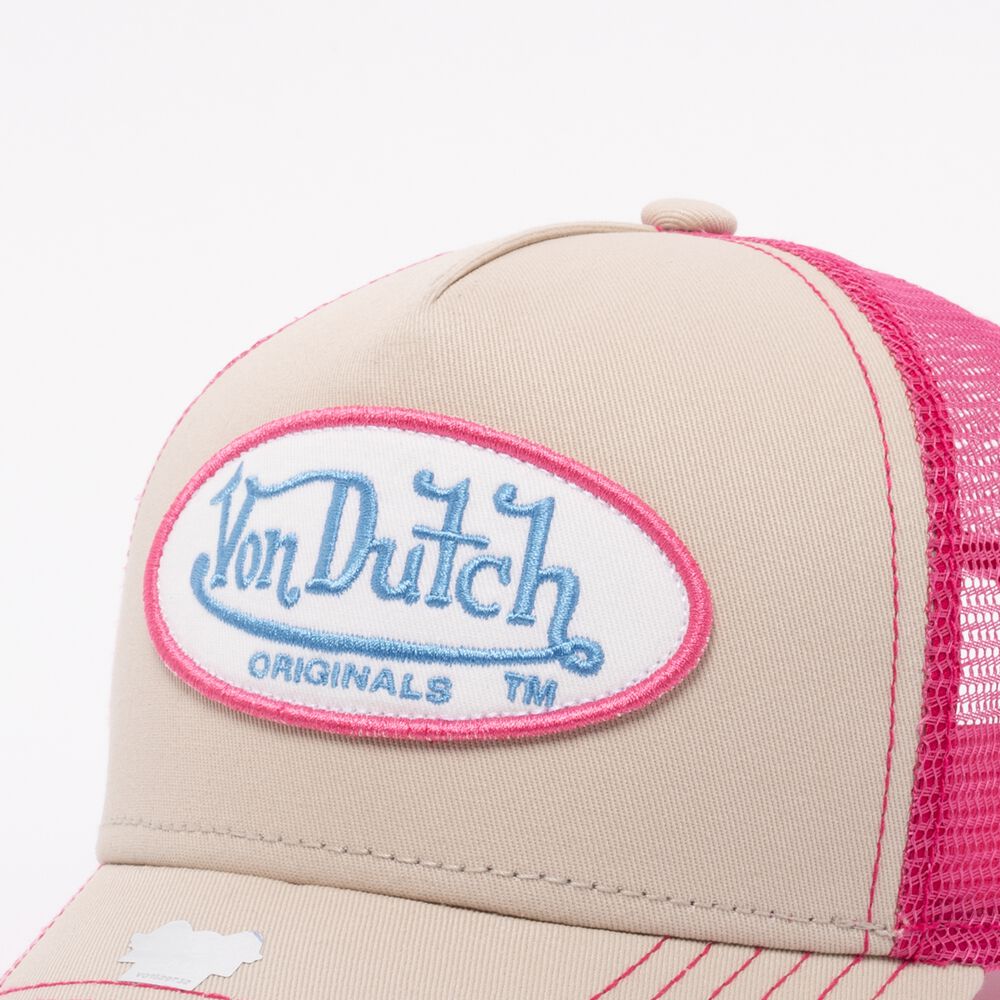 Von Dutch Trucker Boston Cap Beige / Pink | US-MWCUAF503