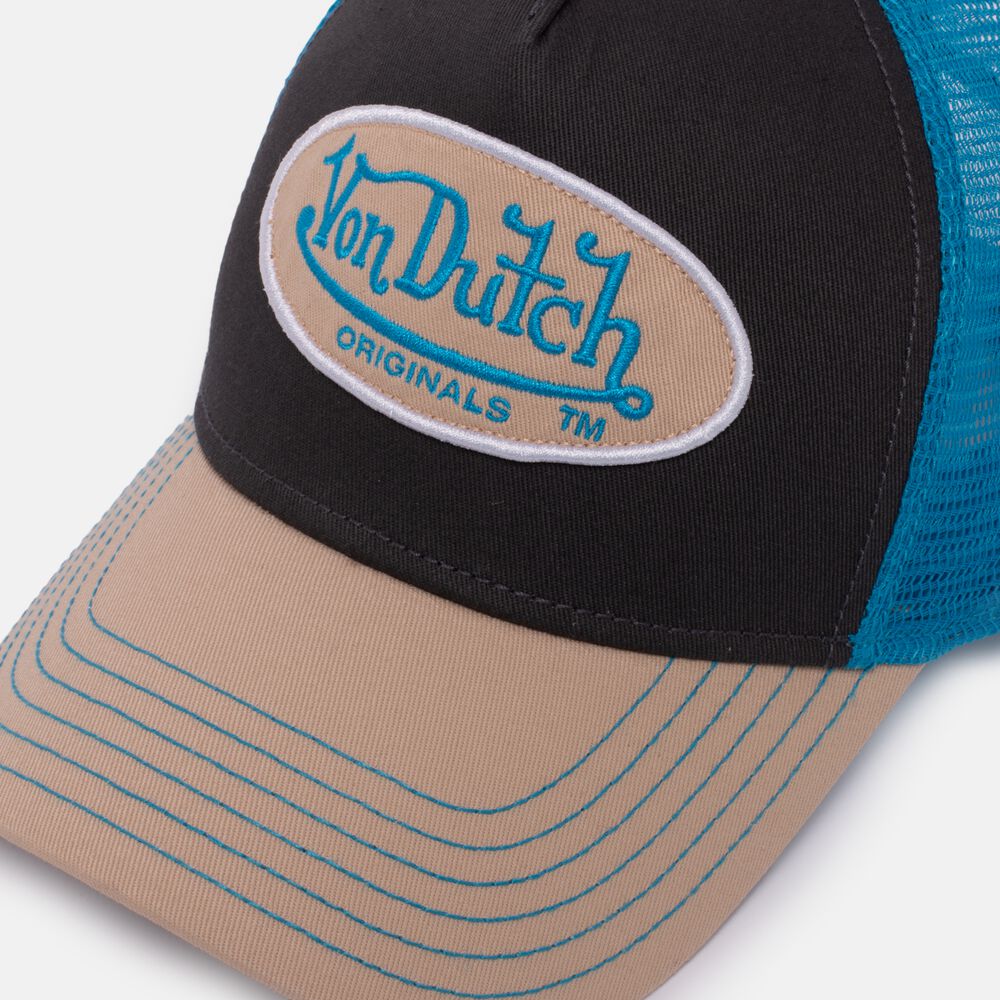 Von Dutch Trucker Boston Cap Blue / Beige | US-QEWOXT459