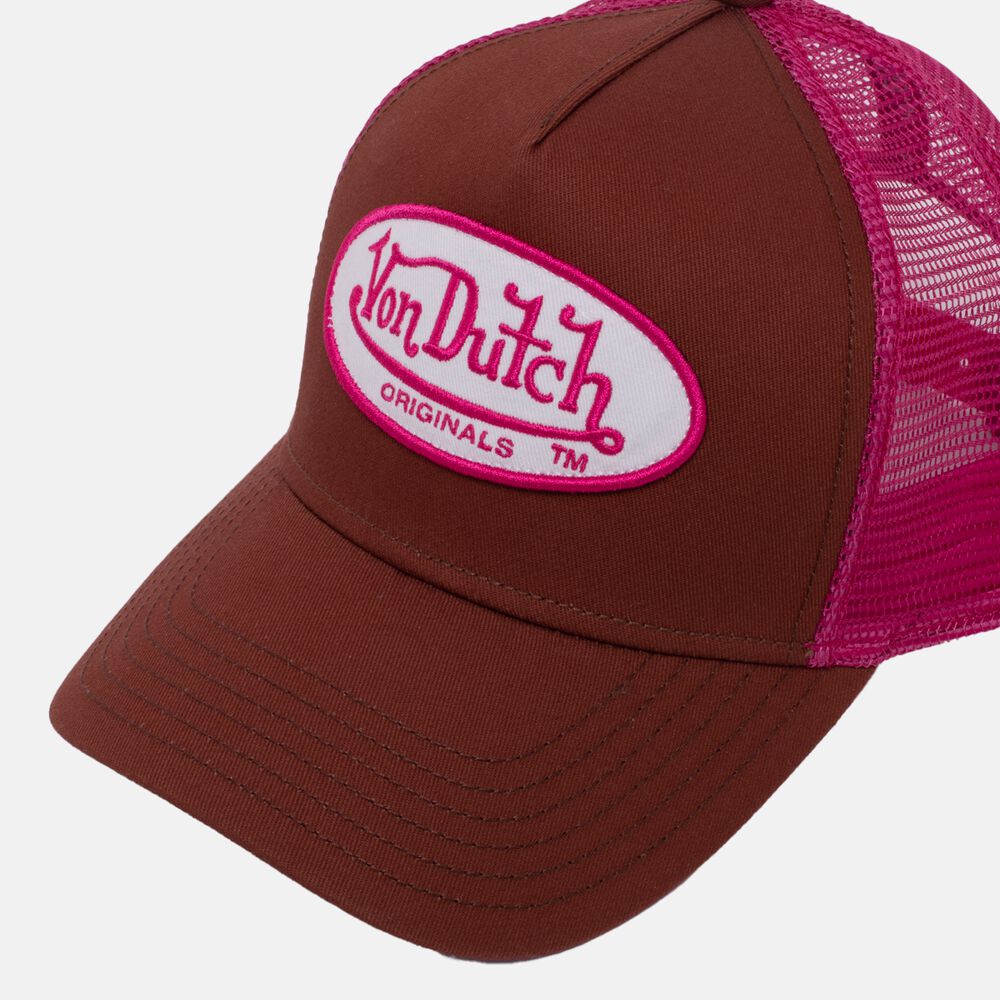 Von Dutch Trucker Boston Cap Dark Brown / Pink | US-NXQGHP316