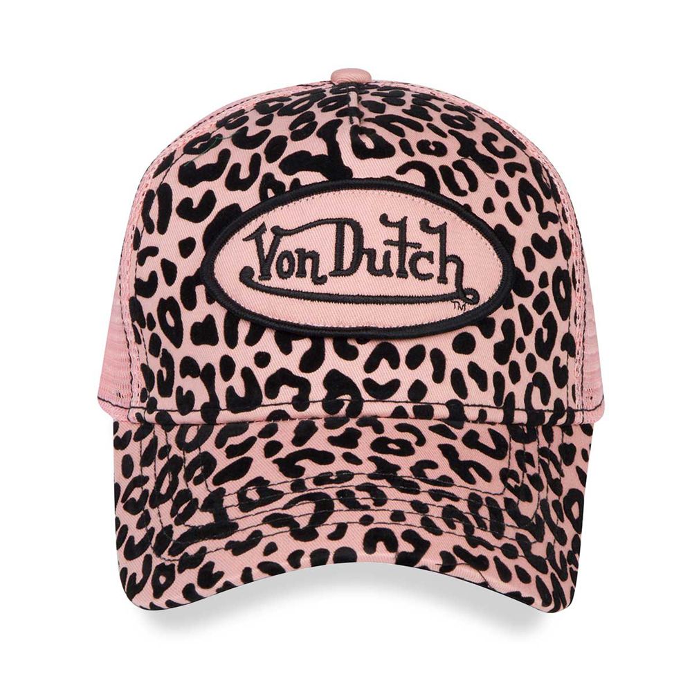 Von Dutch Trucker Cheetah Velvet Cap Rose / Black | US-FUMWRI189