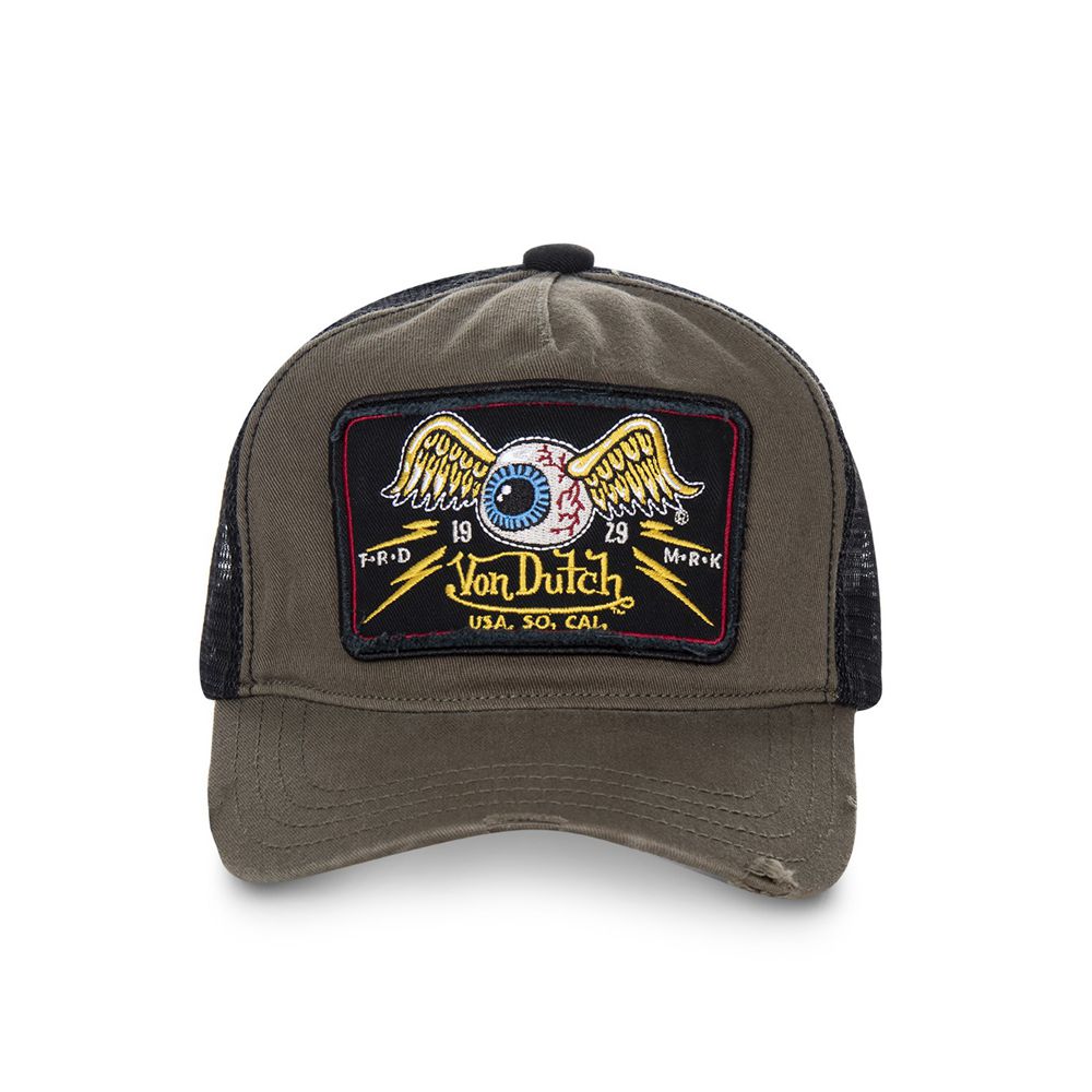 Von Dutch Trucker Flying Eye Cap Dark Olive / Black / Yellow | US-GFSZCQ920