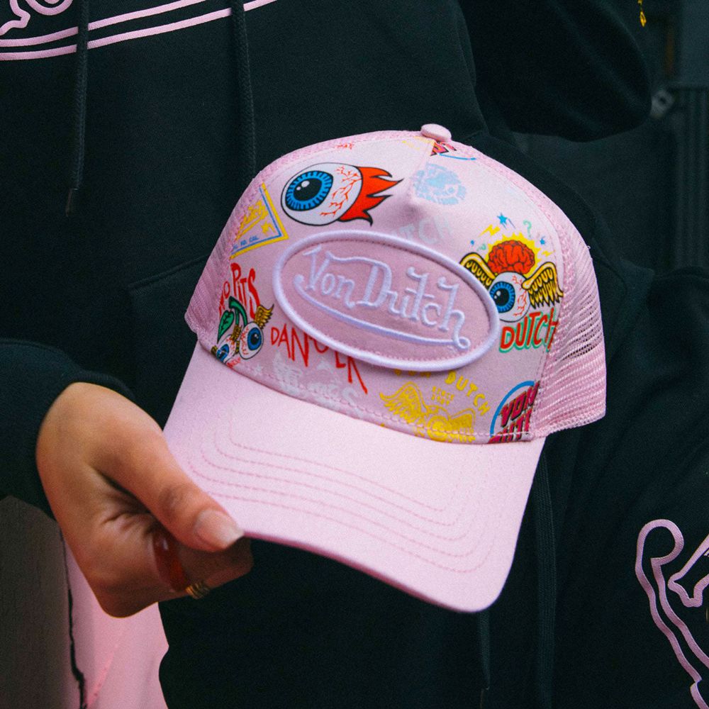 Von Dutch Trucker Jax All-over-print Cap Light Pink | US-OSGQCN964