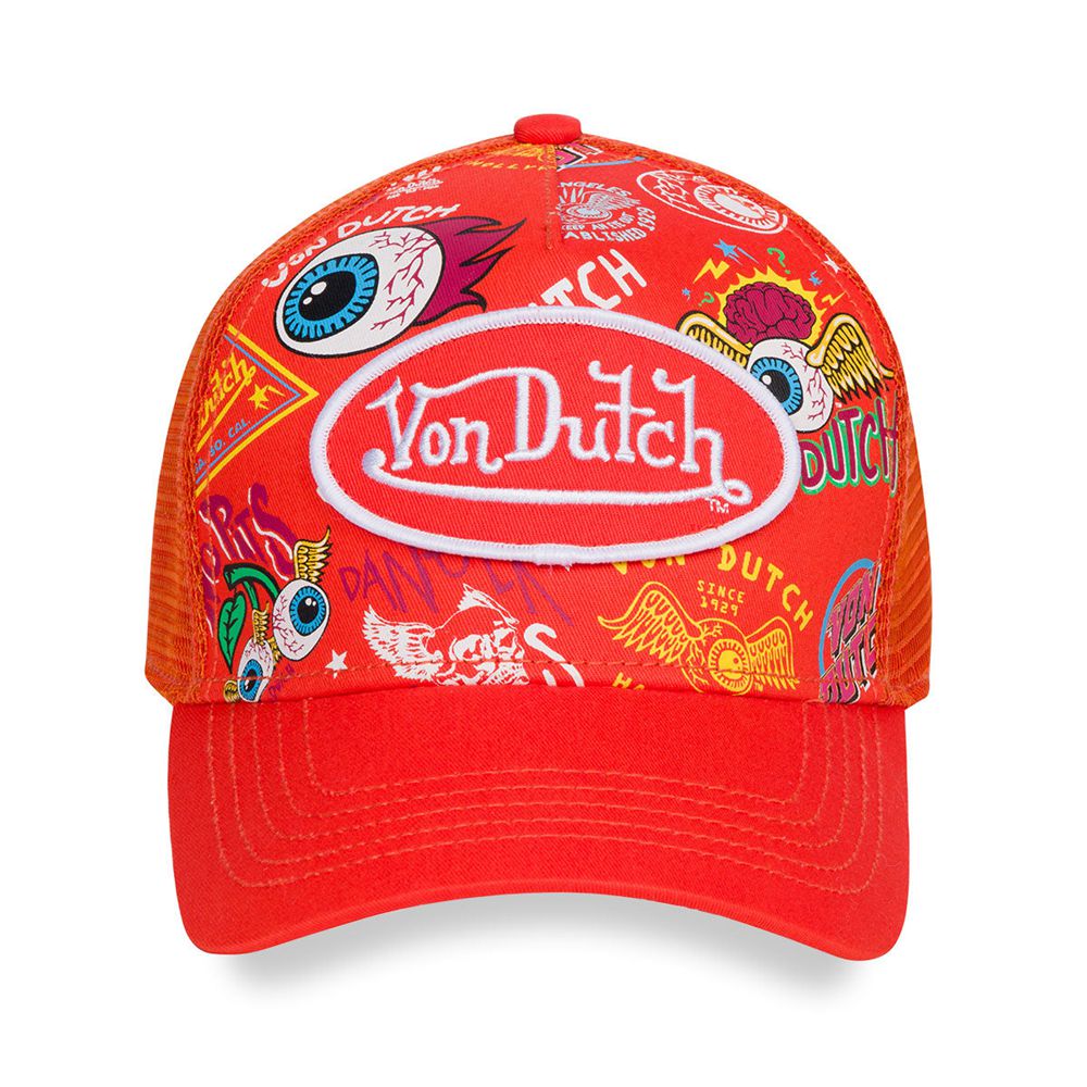 Von Dutch Trucker Jax All-over-print Cap Orange | US-AOZLHJ790