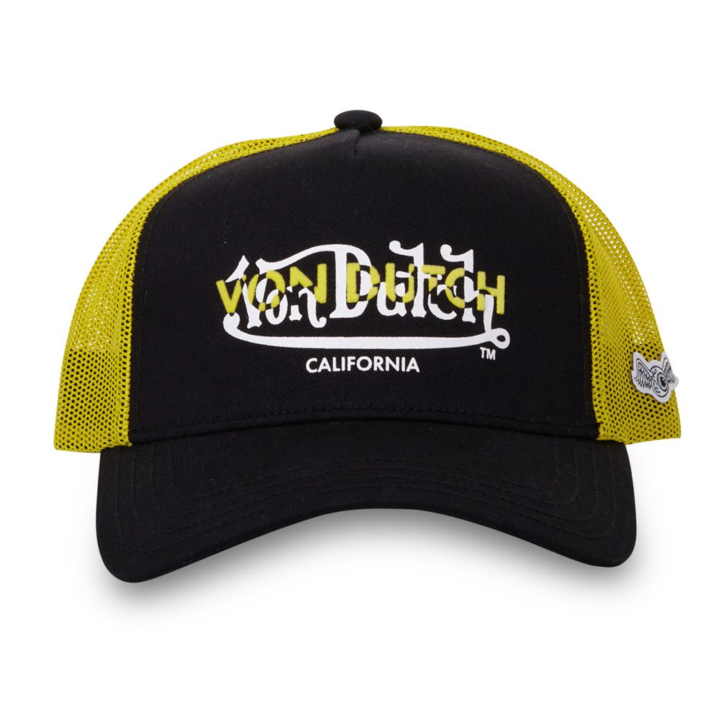 Von Dutch Trucker Snapback Closure Cap Black / Yellow / White | US-WHBMEF821