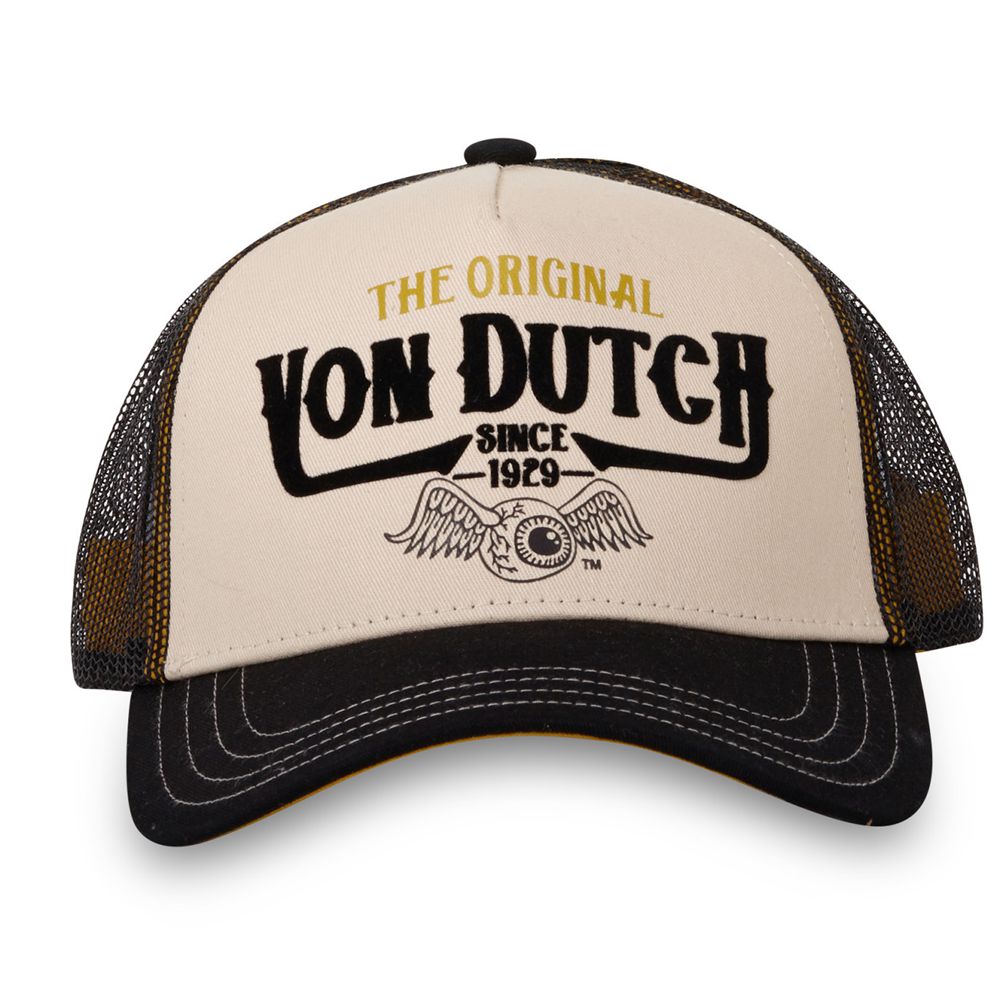 Von Dutch Trucker Snapback Closure Cap Beige / Black | US-MEQYGX068