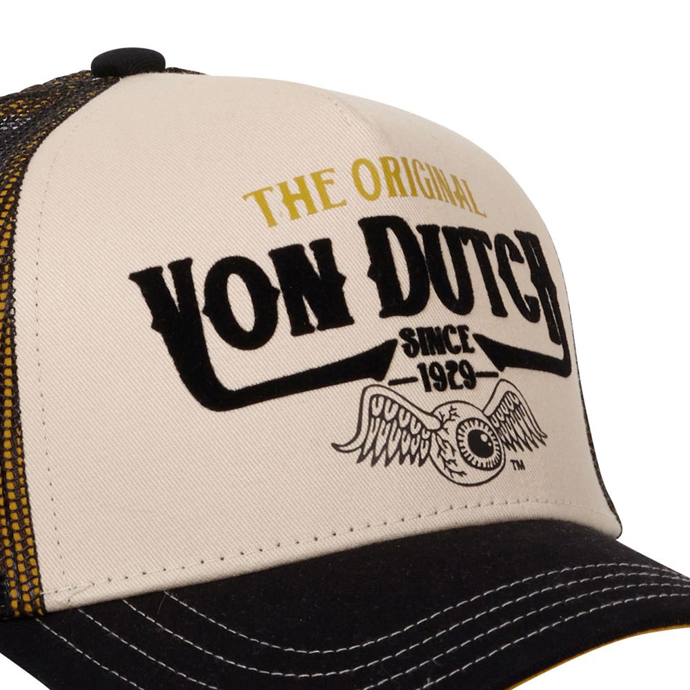 Von Dutch Trucker Snapback Closure Cap Beige / Black | US-MEQYGX068