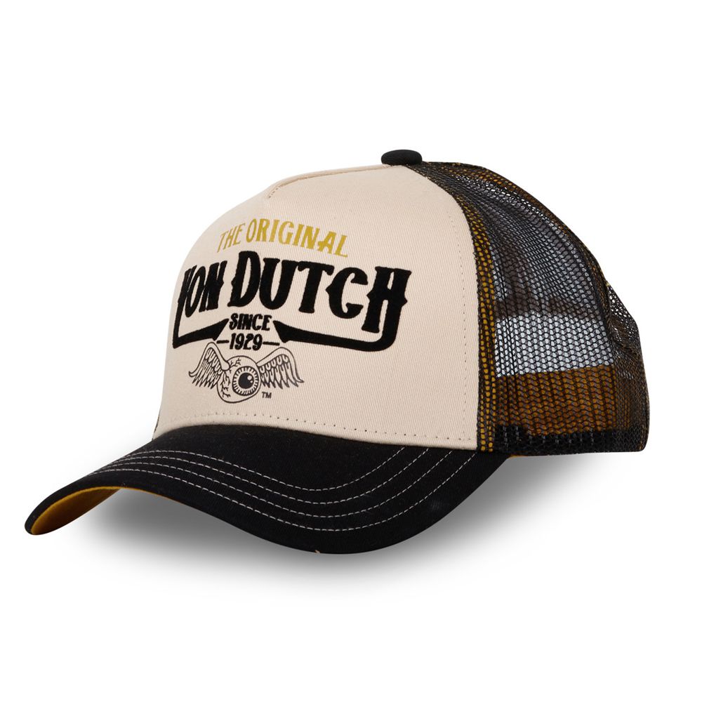 Von Dutch Trucker Snapback Closure Cap Beige / Black | US-MEQYGX068