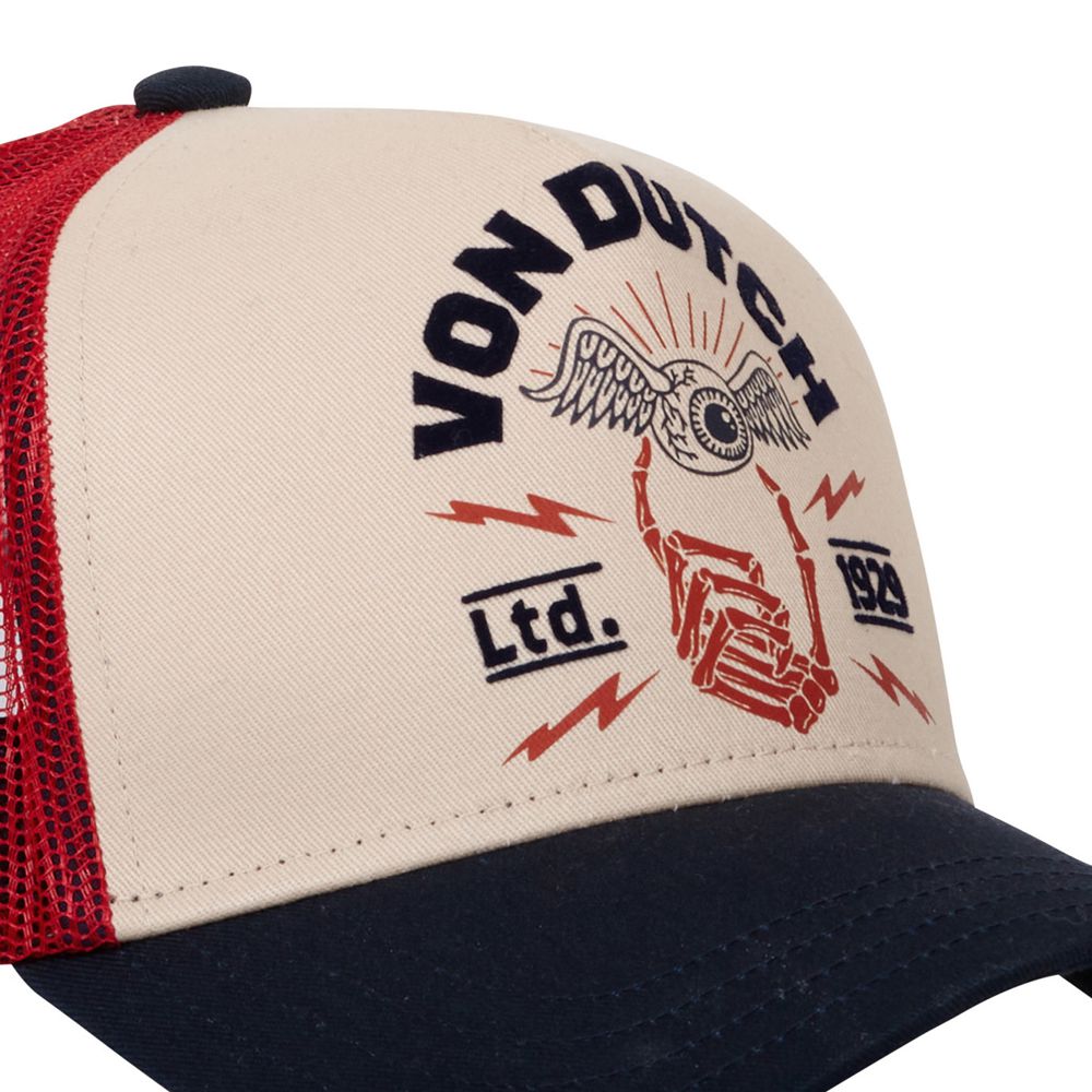 Von Dutch Trucker Snapback Closure Gra Cap Red / Blue / Beige | US-UVXEZM975