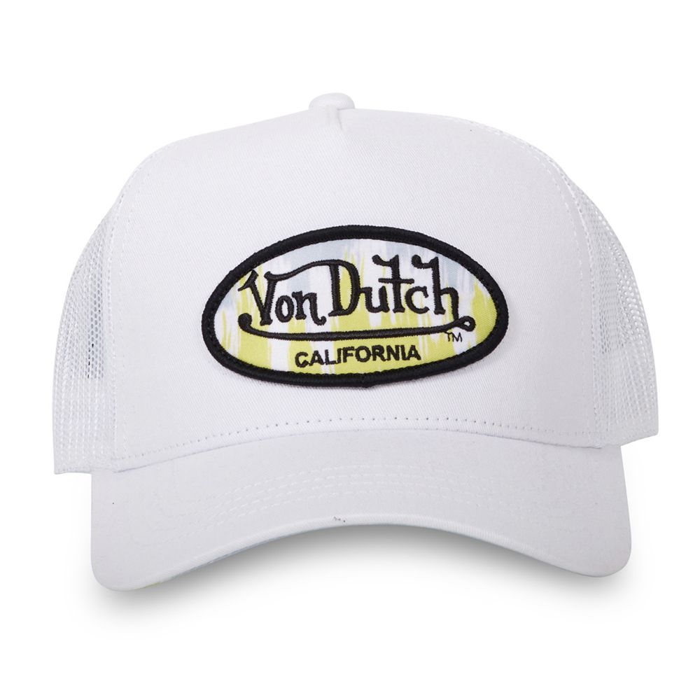 Von Dutch Trucker Snapback Closure Vibes Cap White / Yellow | US-FJYPWK416