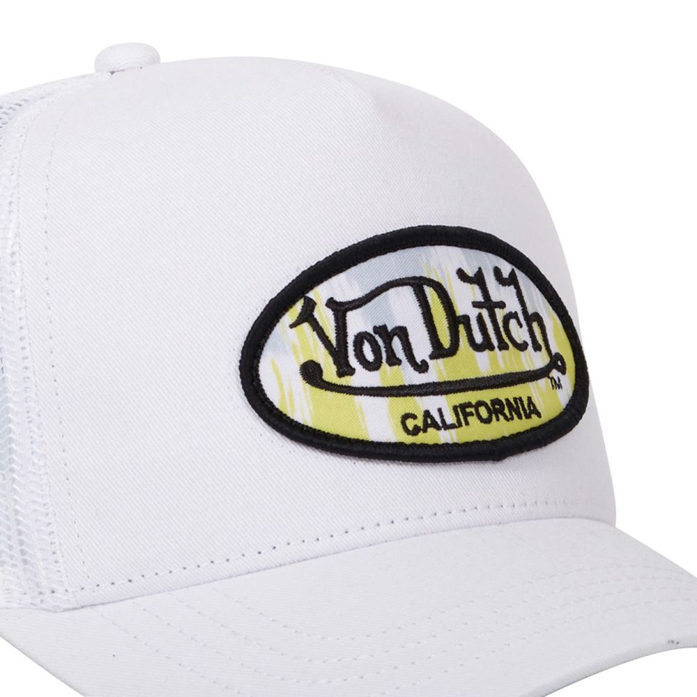 Von Dutch Trucker Snapback Closure Vibes Cap White / Yellow | US-FJYPWK416